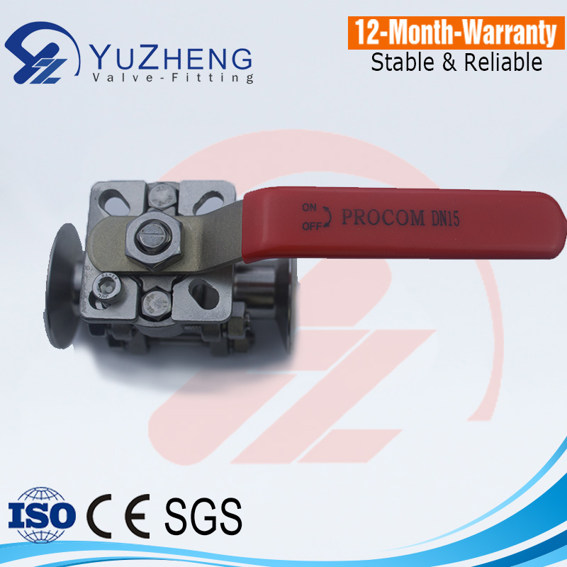 SS 3 PC Clamp Ball Valve with Mounting Pad (New Type)