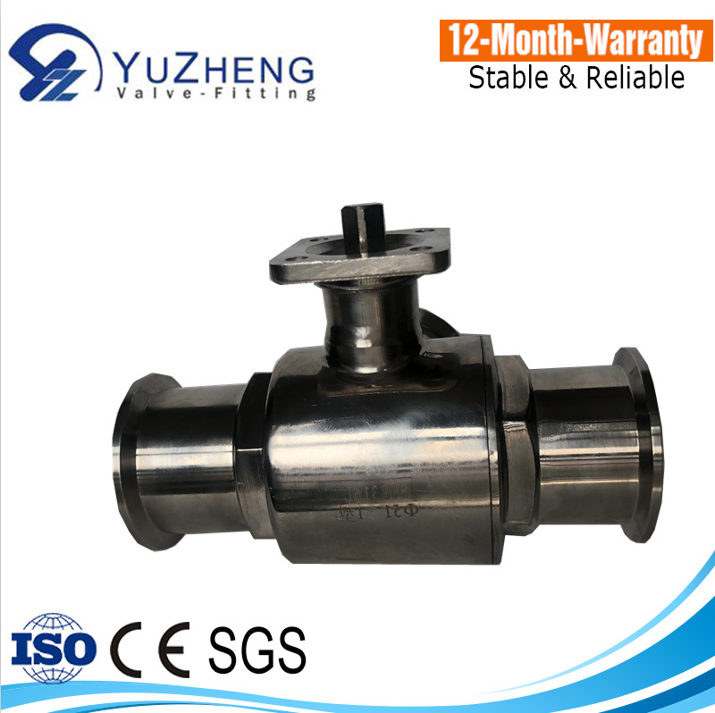 Sanitary Stainless Steel 3-way Ball Valve with Clamp End with Platform Pad