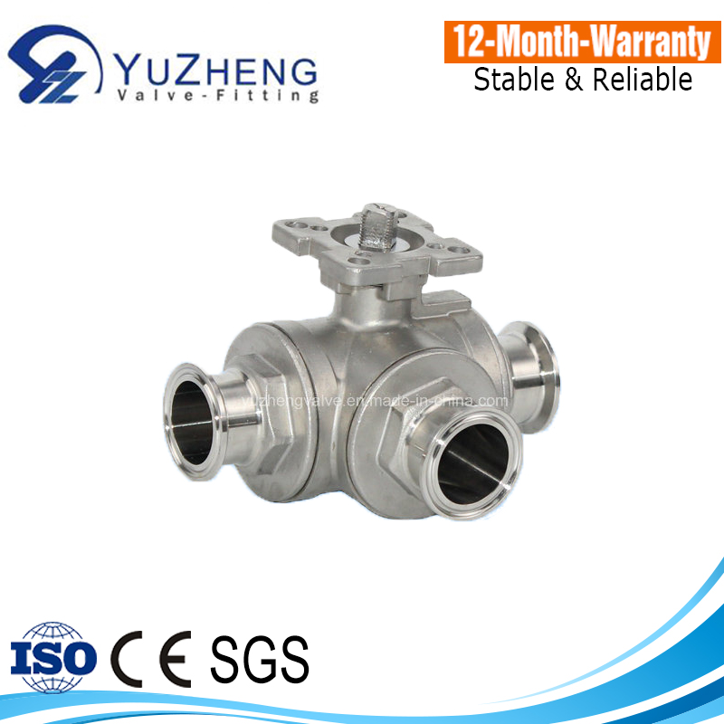 Stainless Steel 3Way Clamp Ball Valve with Pad